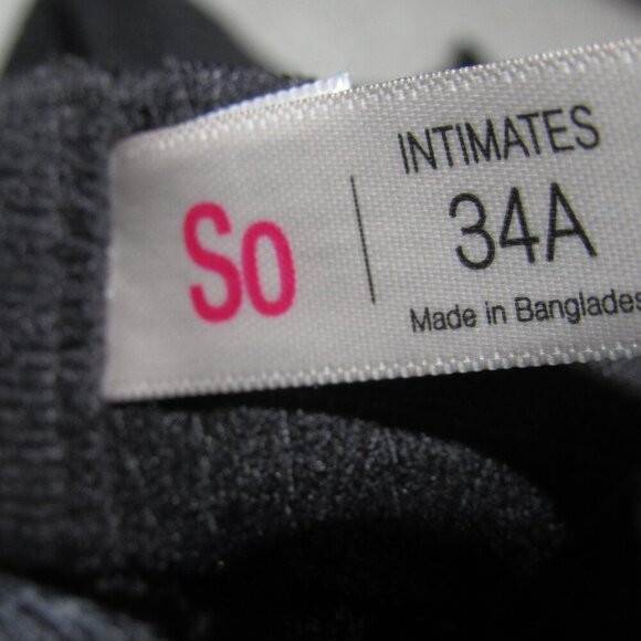 NWT SO So-Lift Padded Charcoal Bra Size 34A - Picture 4 of 4
